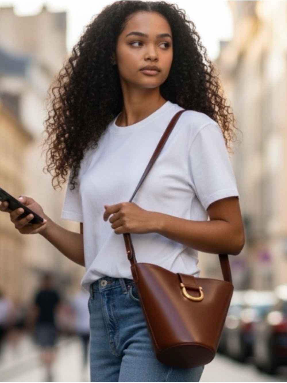 Salvatore Ferragamo Brown Leather Bucket Bag with Gold Hardware - Picture 2 of 14